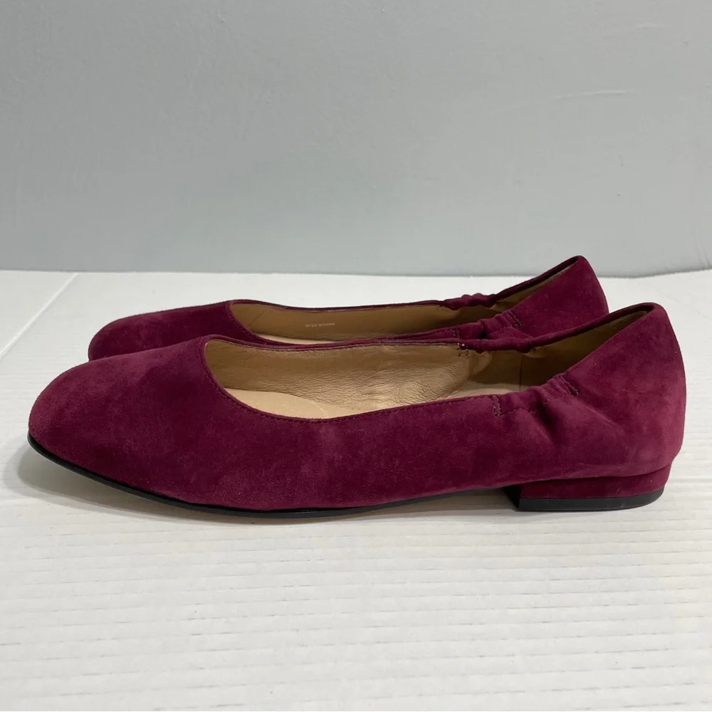 Eileen Fisher Ruby suede square toe ballet flats slip on burgundy sz 7.5 Casual